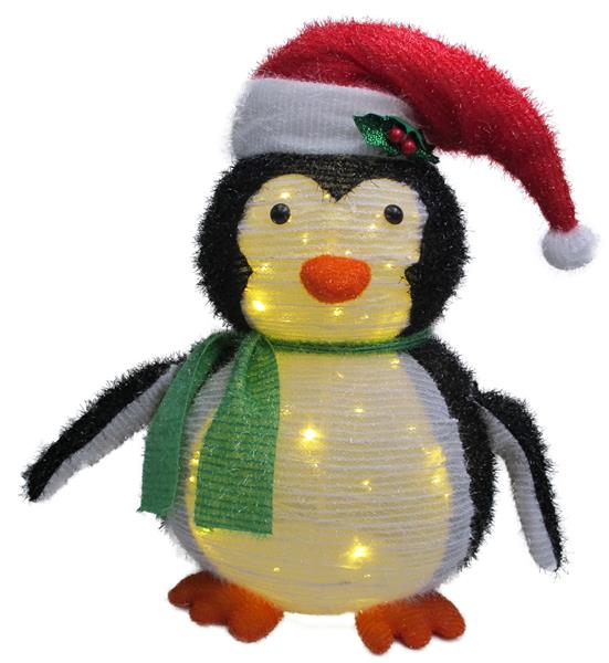 LED Pinguin mit Weihnachtsmütze, 60 warmweiße LED, stehend, strombetrieben