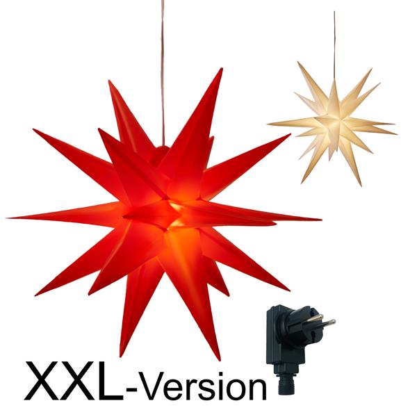 XXL 100 cm 3D Leuchtstern mit warm-weißer LED Beleuchtung, hängend, Timer