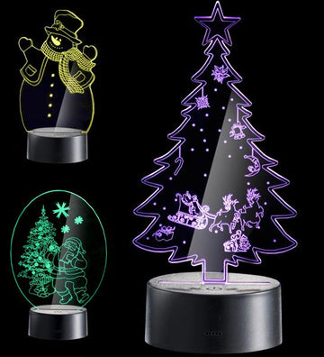 LED Deko Acryl Leuchte im Weihnachtsmotiv, Farbwechsel, Timer
