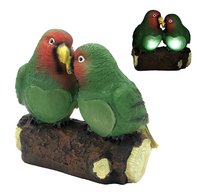 LED Solar Deko-Figur Papageien in Love in Stein-Optik, aus Polyresin, 2 LED´s