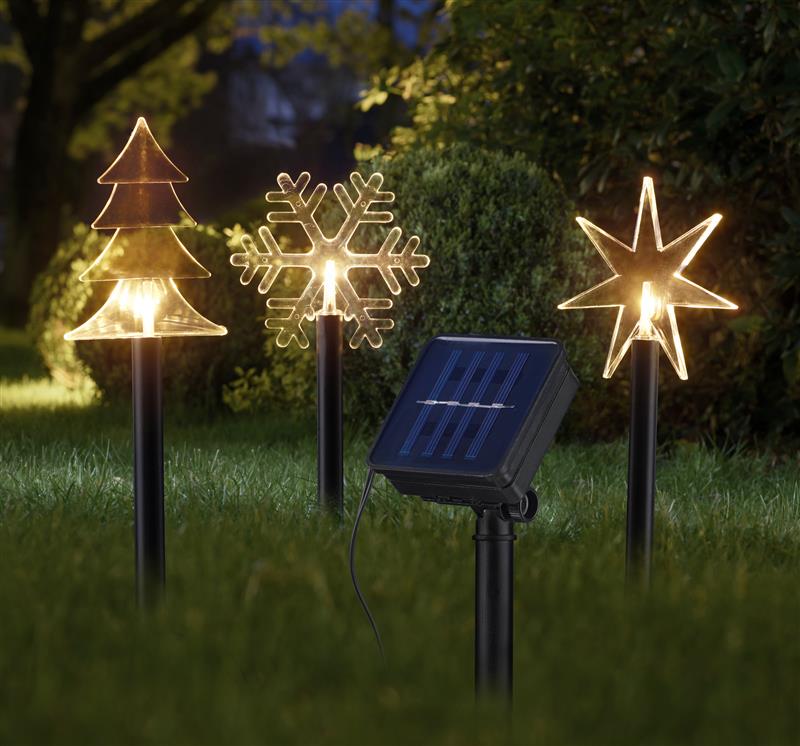LED Solar-Gartenstecker, warm-weiße Beleuchtung | Weihnachtsdeko für den Garten