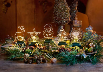 5er Pack LED Acryl-Figuren, warm-weiß beleuchtet, Deko Weihnachtsbaum & Fenster