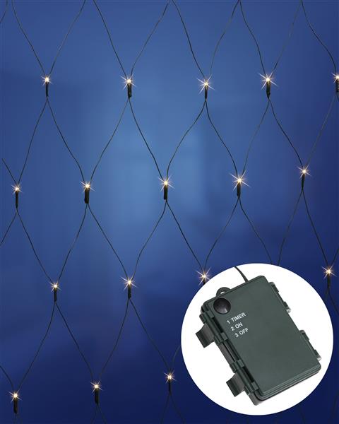 LED Lichternetz, ca. 80x135cm, 80 LED, Innen & Außen, Batteriebetrieben