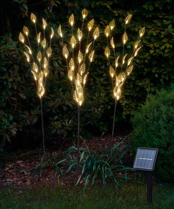 3er Set Solar Zweige mit 60 warm-weißen LEDs beleuchtet für Außen, ca. 80 cm hoch