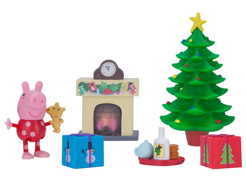 Jazwares 97038 - Peppa´s Weihnachtszimmer Spielset, Original Peppa Pig Spielzeug, ab 2 Jahre