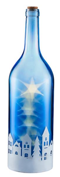 XXL LED Lichterflasche mit Licht und Melodie, praktischer Timer, batteriebetrieben, ca. 46 cm hoch (blau)
