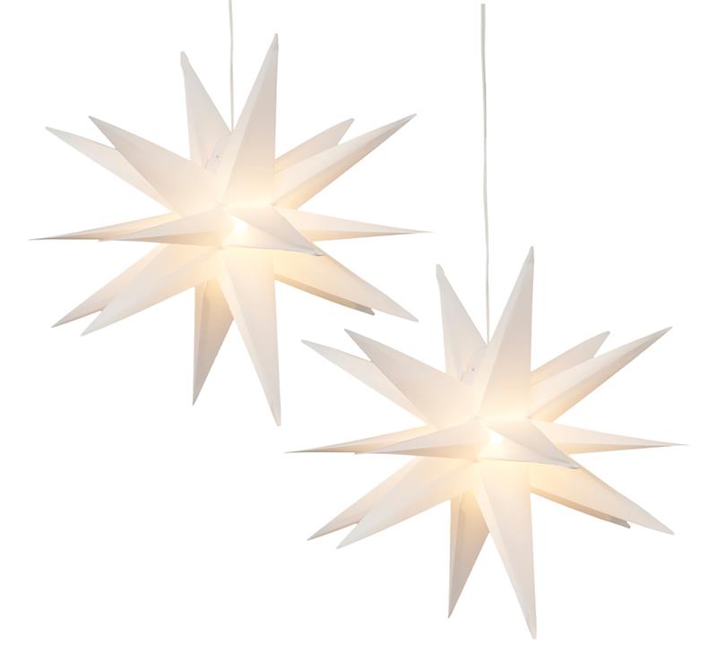 2er Set 3D Leuchtstern - Weihnachtsstern, LED beleuchtet, Ø 27 cm (weiß)