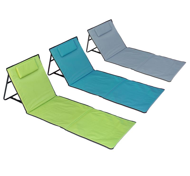 Strandmatte leicht und faltbar mit Rückenteil, Liegefläche ca. 160 x 53 cm, auch ideal als Campingmatte, Strandliege, Beachmatte