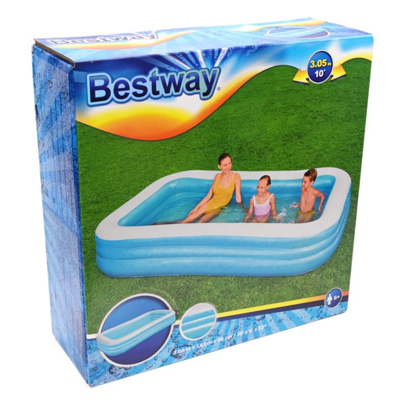 Bestway 54009 Family Pool, ca.  305 x 183 x 56 cm blau, eckig, 1.161 Liter, ab 6 Jahre