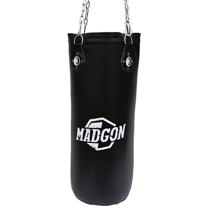 Madgon Boxsack 80 cm, gefüllt, 25 kg in schwarz inkl. Kette + Karabiner