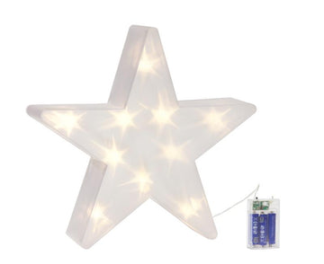 Weihnachtsstern mit 3D Hologramm-Effekt, mit 10 LED Sternen beleuchtet, batteriebetrieben, kabellos, aus PVC-Kunststoff, Timer, moderne Weihnachtssdeko, ca. 34 x 33 x 8 cm