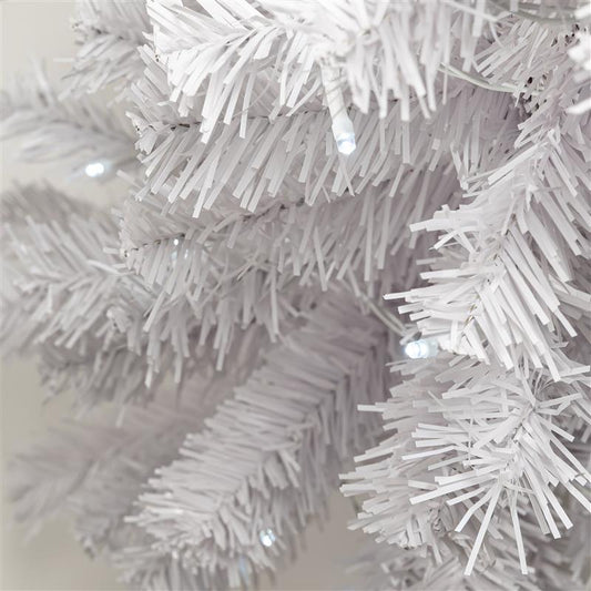 Künstlicher weißer Weihnachtsbaum mit 20er Lichterkette | ca. 90 cm hoch | kalt-weiß beleuchtet | PVC Tannenbaum