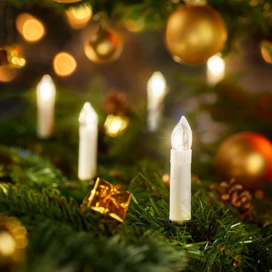 LED Lichterkette Weihnachtsbaum für innen, strombetrieben - keine Batterien erforderlich, inkl. Befestigungsclips, Retro Weihnachtskerzen für den Christbaum
