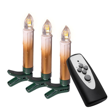 25 kabellose LED Christbaumkerzen mit Fernbedienung | Komplett-Set | flammenlose Kerzen mit Tropfen | perfekte Alternative zur Lichterkette (creme gold)